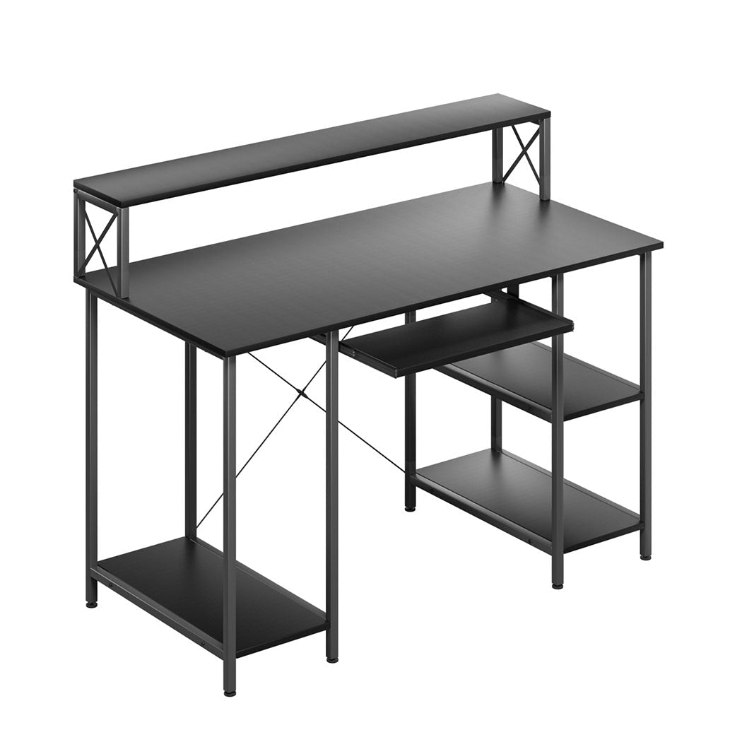 Office Gaming Computer Desk with Monitor Stand and Storage - Black - Rivercity House & Home Co. (ABN 18 642 972 209) - Affordable Modern Furniture Australia