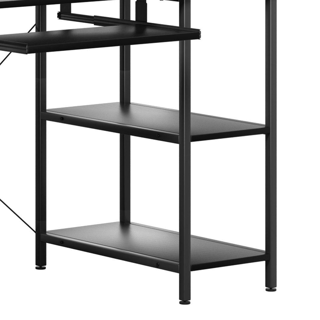 Office Gaming Computer Desk with Monitor Stand and Storage - Black - Rivercity House & Home Co. (ABN 18 642 972 209) - Affordable Modern Furniture Australia