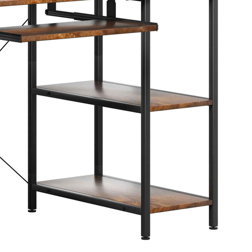 Office Gaming Computer Desk with Monitor Stand and Storage - Brown - Rivercity House & Home Co. (ABN 18 642 972 209) - Affordable Modern Furniture Australia