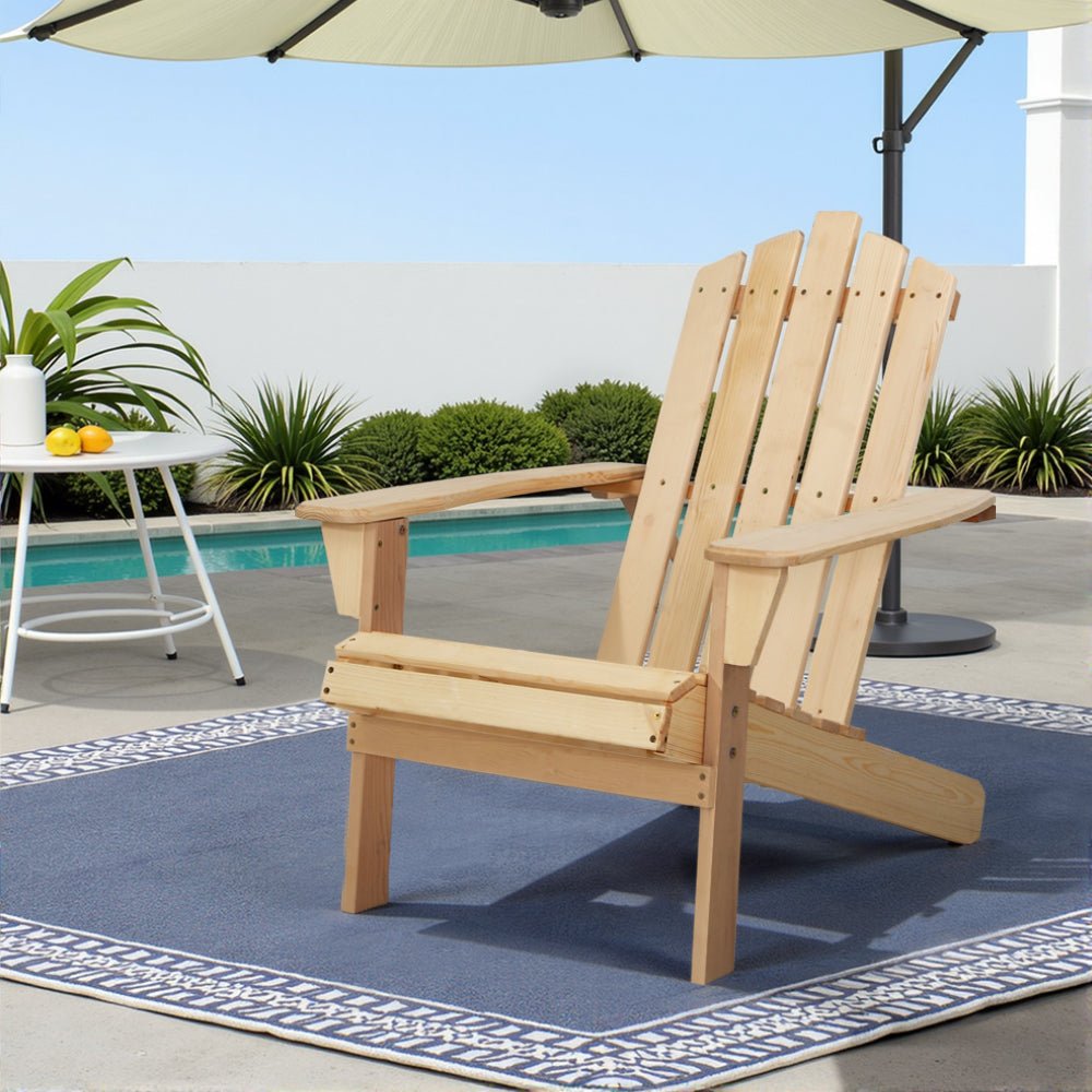 Outdoor Adirondack Style Chair (Light Wood) - Furniture - Rivercity House & Home Co. (ABN 18 642 972 209) - Affordable Modern Furniture Australia