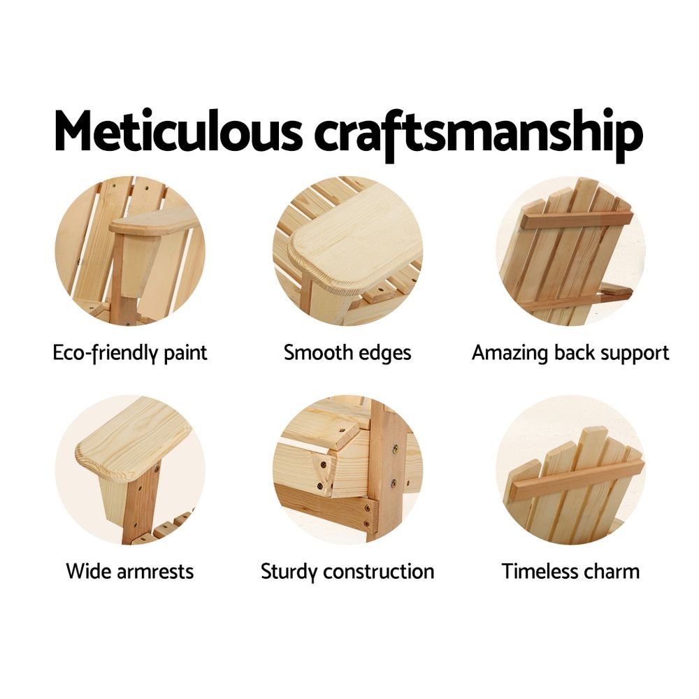 Outdoor Adirondack Style Chair (Light Wood) - Furniture - Rivercity House & Home Co. (ABN 18 642 972 209) - Affordable Modern Furniture Australia