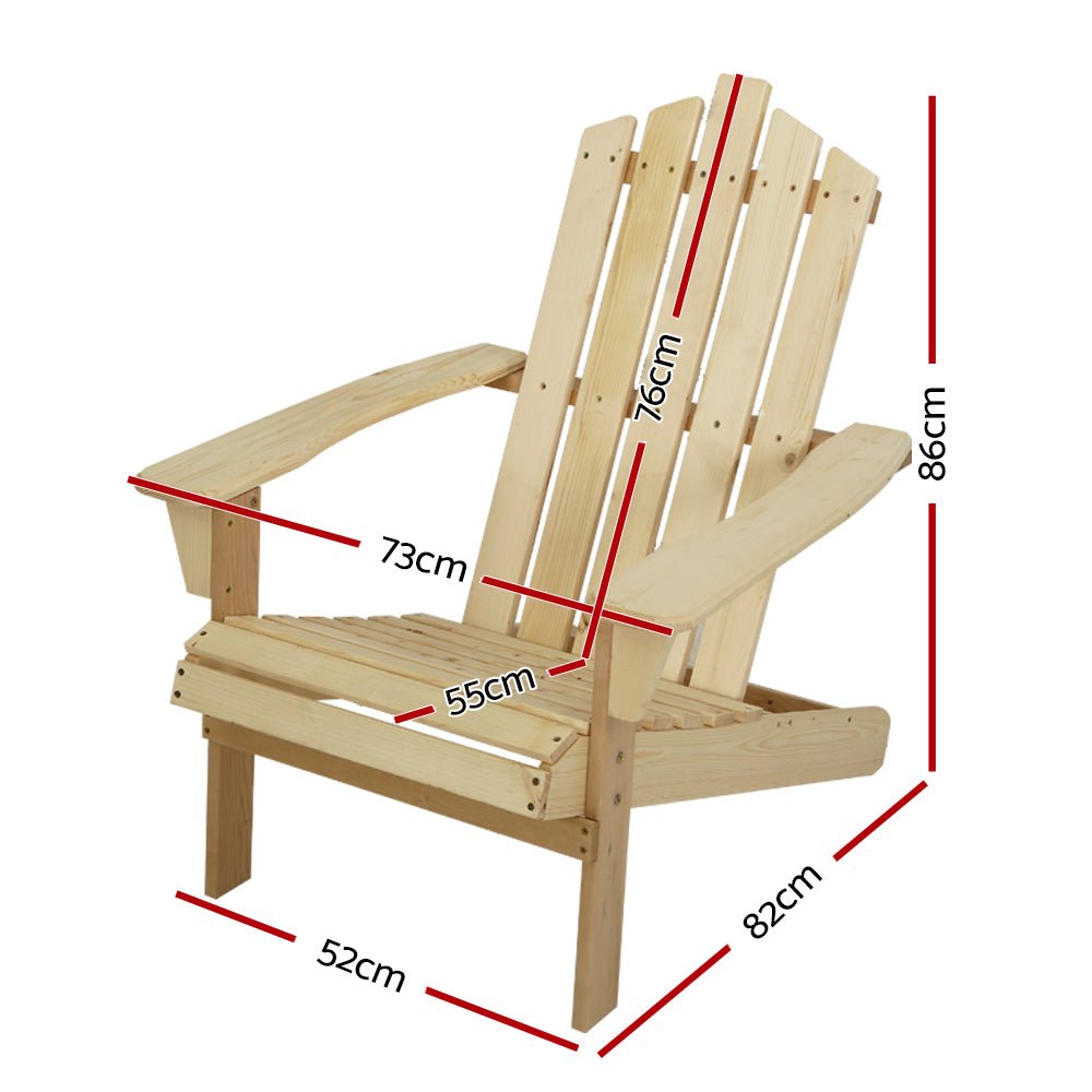 Outdoor Adirondack Style Chair (Light Wood) - Furniture - Rivercity House & Home Co. (ABN 18 642 972 209) - Affordable Modern Furniture Australia