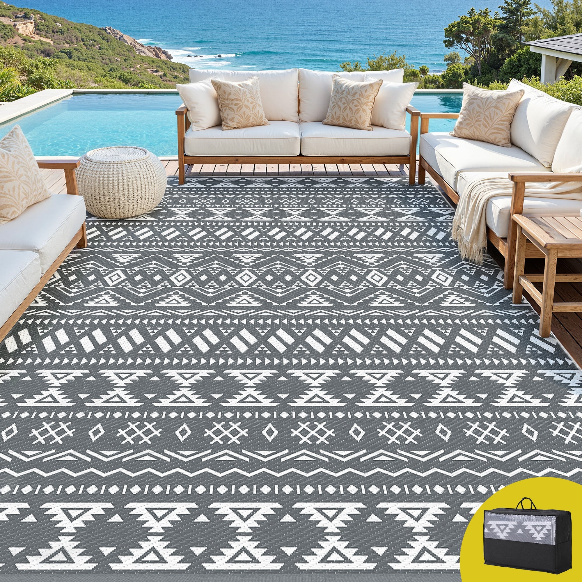 Outdoor Rugs 274x366cm Large Carpet Reversible Area Mat PP Dual - Sided Patio Rug Bohemian - Home & Garden > Rugs > Outdoor Rugs - Rivercity House & Home Co. (ABN 18 642 972 209) - Affordable Modern Furniture Australia