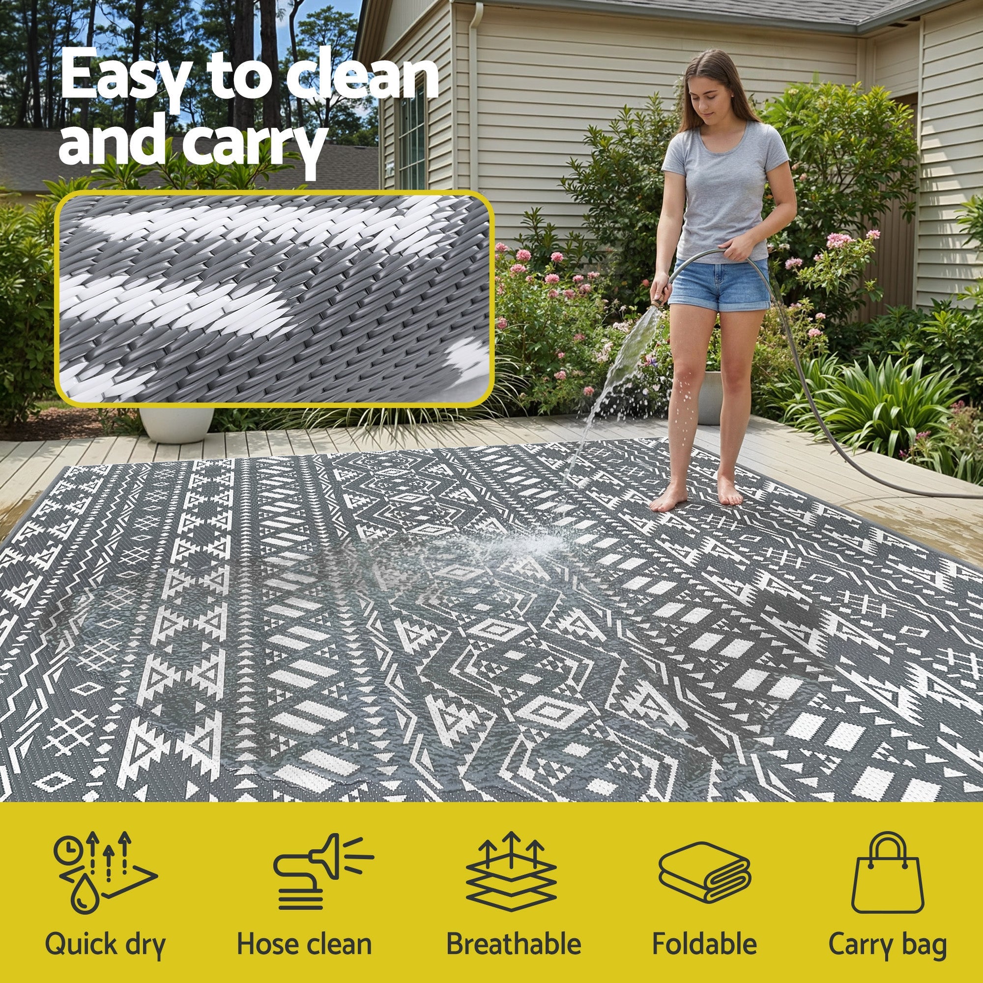 Outdoor Rugs 274x366cm Large Carpet Reversible Area Mat PP Dual - Sided Patio Rug Bohemian - Home & Garden > Rugs > Outdoor Rugs - Rivercity House & Home Co. (ABN 18 642 972 209) - Affordable Modern Furniture Australia