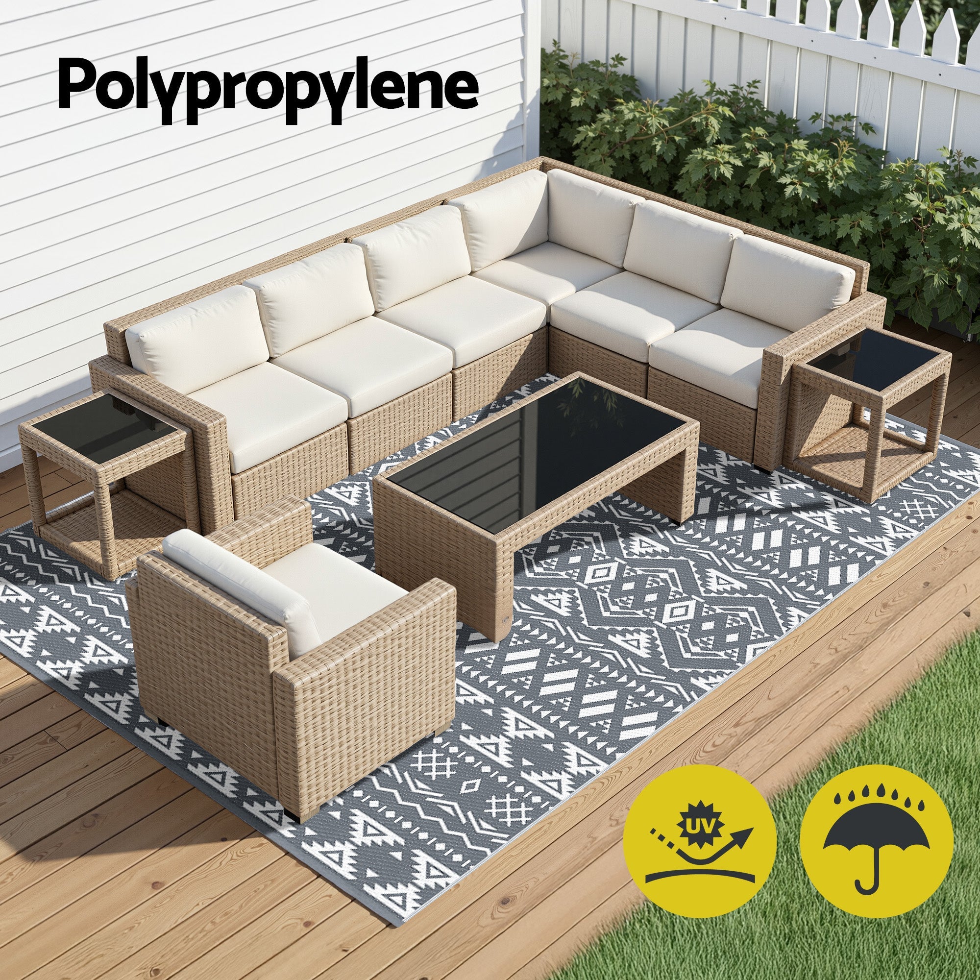Outdoor Rugs 274x366cm Large Carpet Reversible Area Mat PP Dual - Sided Patio Rug Bohemian - Home & Garden > Rugs > Outdoor Rugs - Rivercity House & Home Co. (ABN 18 642 972 209) - Affordable Modern Furniture Australia