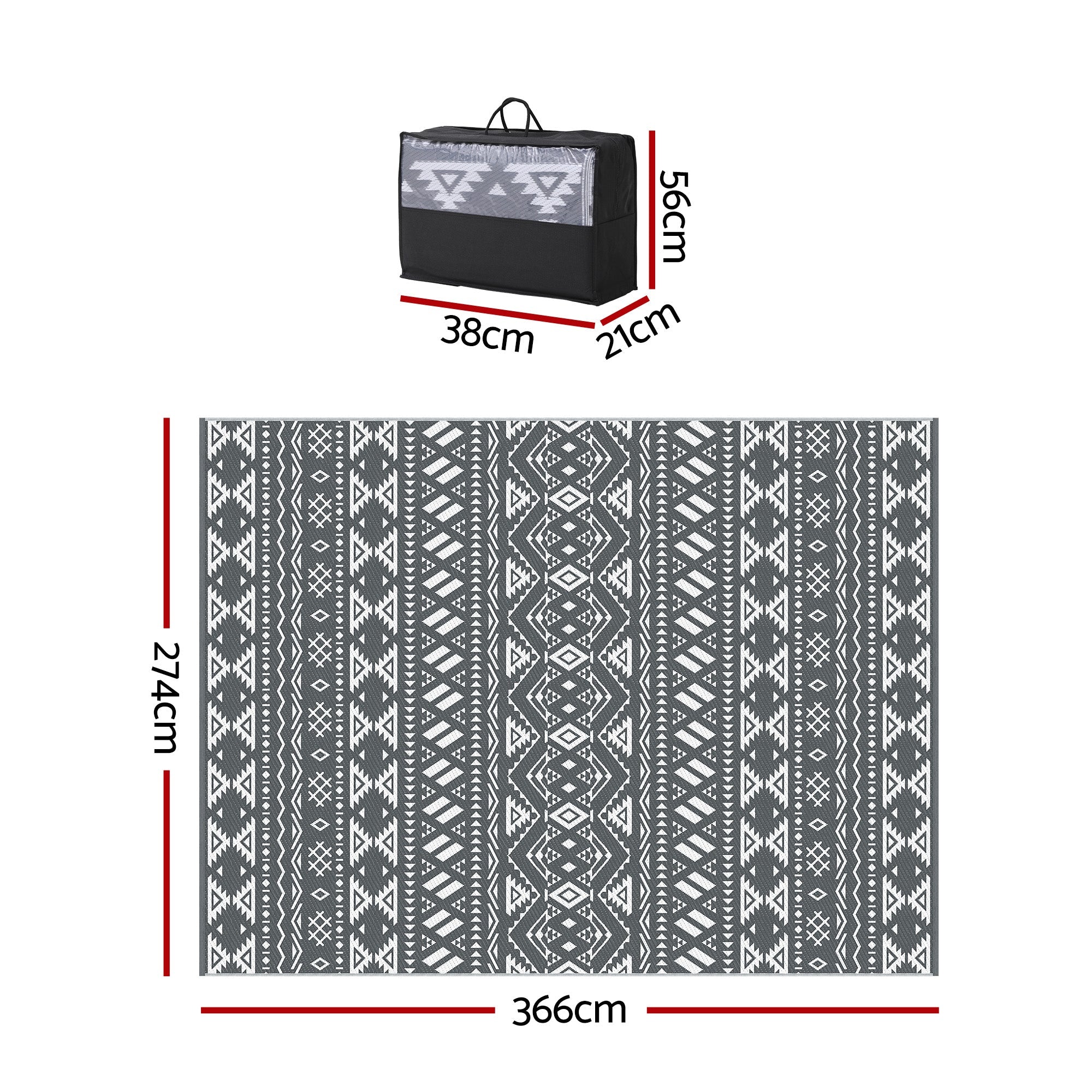 Outdoor Rugs 274x366cm Large Carpet Reversible Area Mat PP Dual - Sided Patio Rug Bohemian - Home & Garden > Rugs > Outdoor Rugs - Rivercity House & Home Co. (ABN 18 642 972 209) - Affordable Modern Furniture Australia
