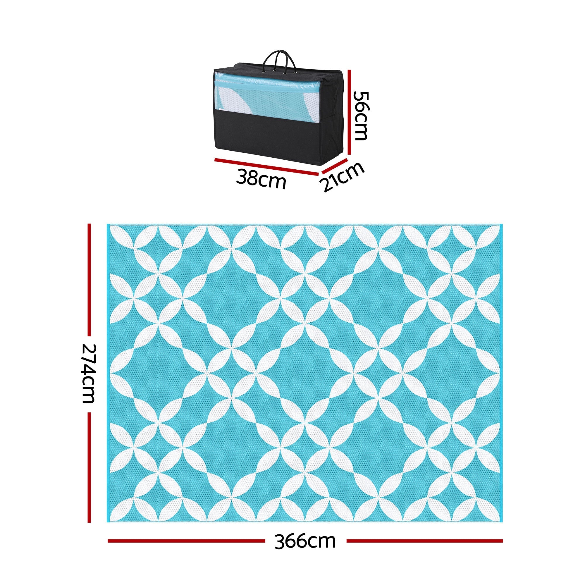 Outdoor Rugs 274x366cm Large Carpet Reversible Area Mat PP Dual - Sided Patio Rug Light Blue - Home & Garden > Rugs > Outdoor Rugs - Rivercity House & Home Co. (ABN 18 642 972 209) - Affordable Modern Furniture Australia