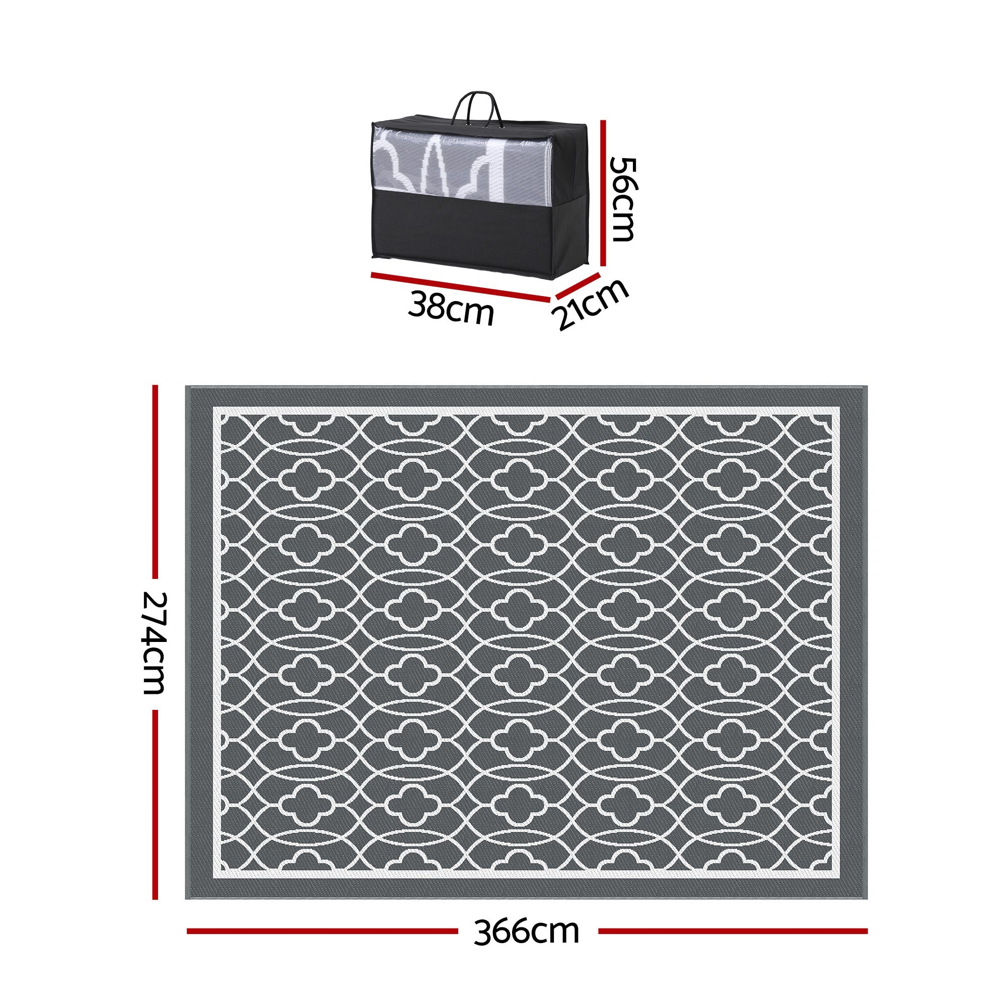 Outdoor Rugs 274x366cm Large Carpet Reversible Area Mat PP Dual - Sided Patio Rug - Home & Garden > Rugs > Outdoor Rugs - Rivercity House & Home Co. (ABN 18 642 972 209) - Affordable Modern Furniture Australia