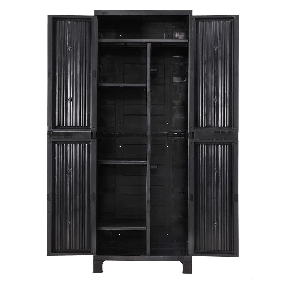 Outdoor Storage Cabinet Lockable Tall Garden Sheds Garage Adjustable Black 173CM - Rivercity House & Home Co. (ABN 18 642 972 209) - Affordable Modern Furniture Australia