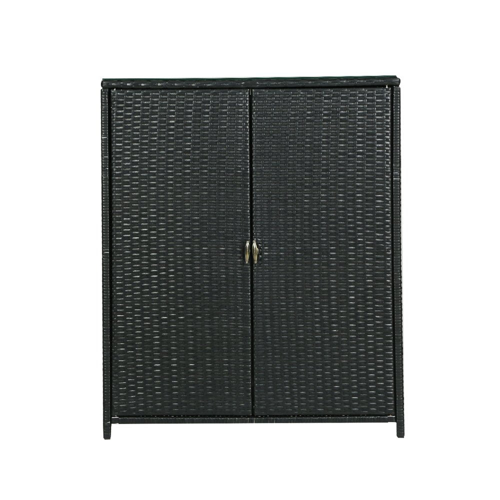 Outdoor Wicker Storage Cabinet Black - Home & Garden > Storage - Rivercity House & Home Co. (ABN 18 642 972 209) - Affordable Modern Furniture Australia