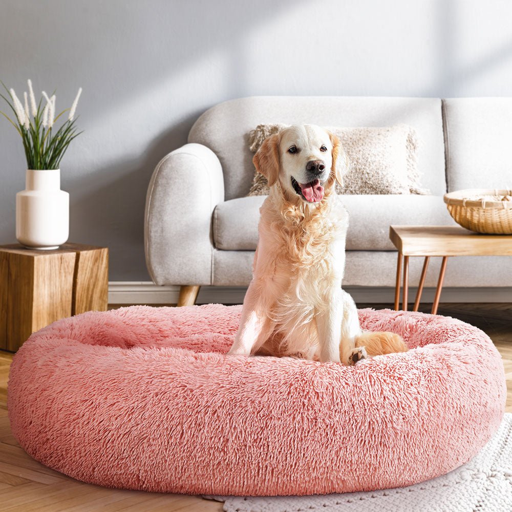 Pet Calming Bed Extra Large 110cm Pink Washable - Rivercity House & Home Co. (ABN 18 642 972 209) - Affordable Modern Furniture Australia