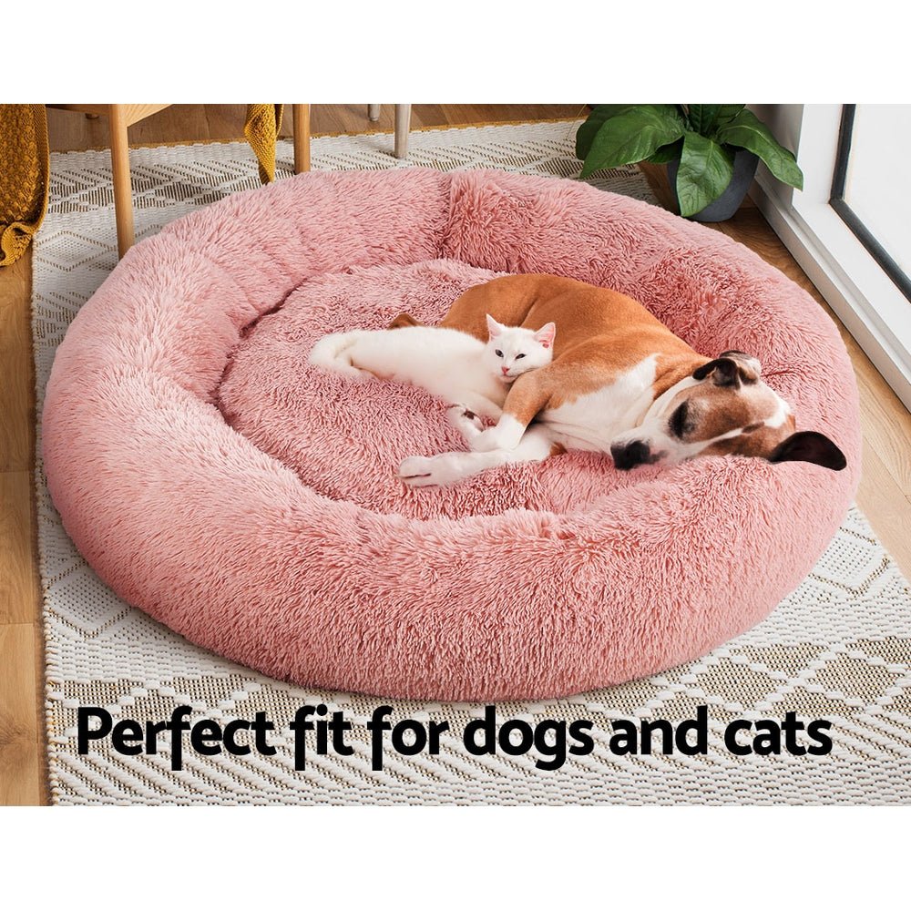 Pet Calming Bed Extra Large 110cm Pink Washable - Rivercity House & Home Co. (ABN 18 642 972 209) - Affordable Modern Furniture Australia