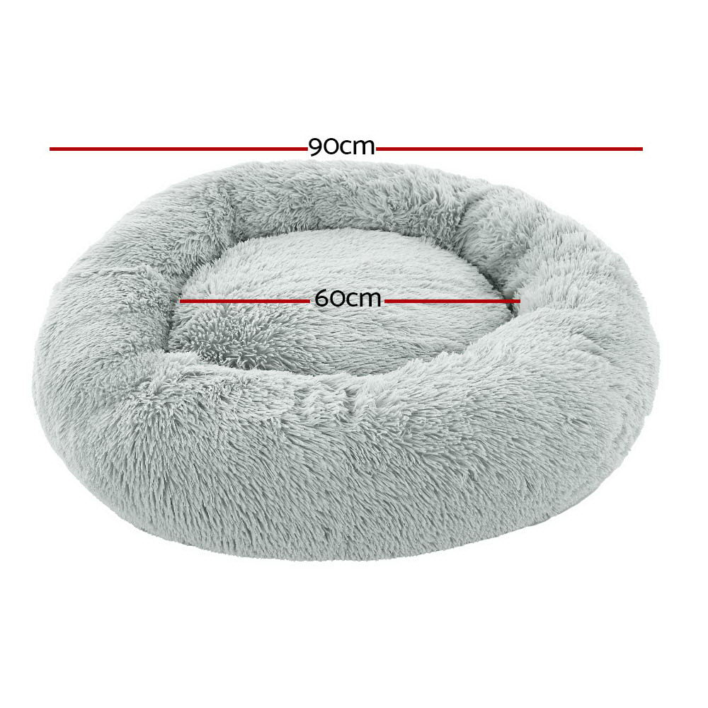 Pet Calming Bed Large 90cm Light Grey Washable - Rivercity House & Home Co. (ABN 18 642 972 209) - Affordable Modern Furniture Australia