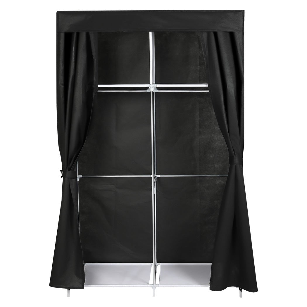 Portable 102cm Fabric Wardrobe Organizer with Pockets and Anti - Tip - Black and Silver - Rivercity House & Home Co. (ABN 18 642 972 209) - Affordable Modern Furniture Australia