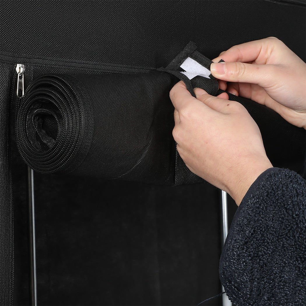 Portable 166CM Closet Wardrobe Organizer with 4 Side Pockets - Black & Silver - Rivercity House & Home Co. (ABN 18 642 972 209) - Affordable Modern Furniture Australia