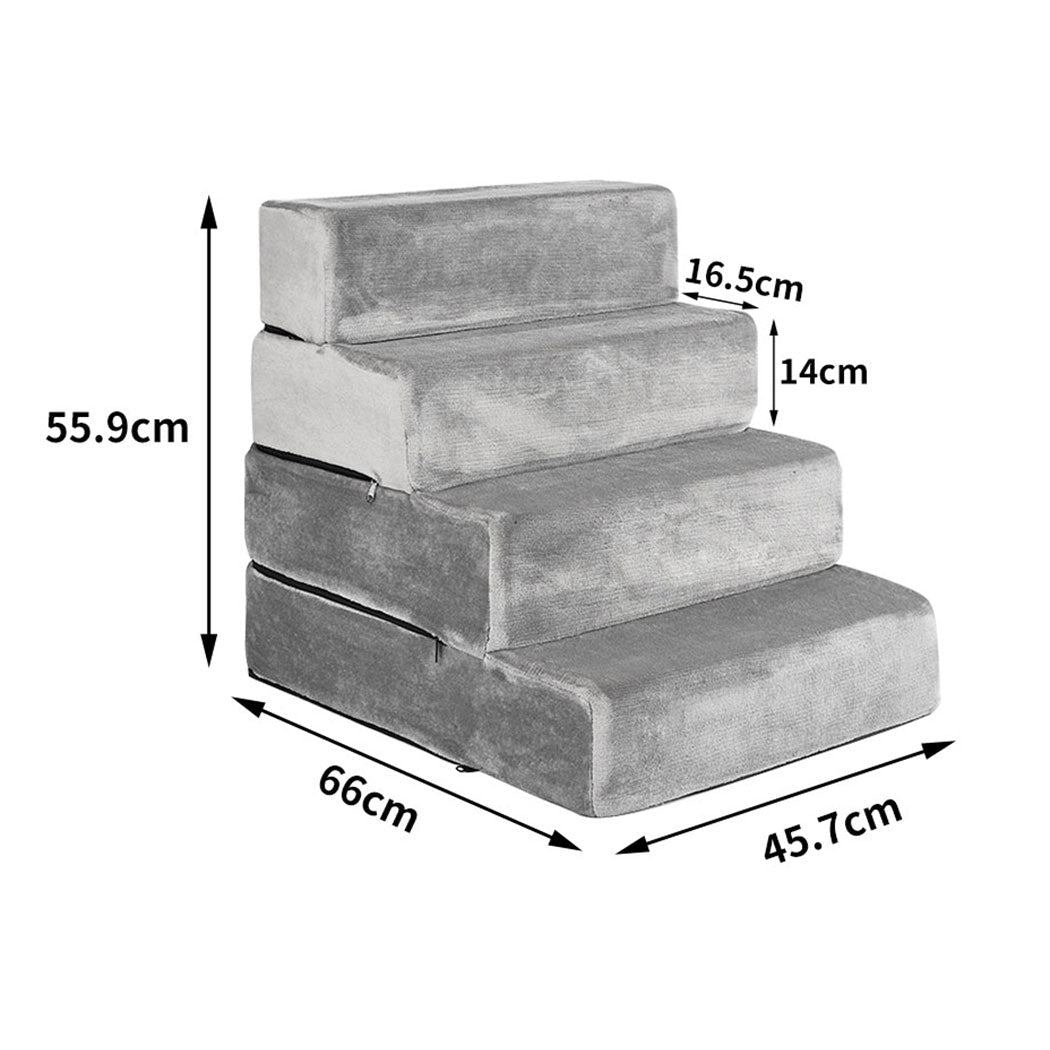 Portable 4 - Step X - Large Pet Stairs Ramp with Anti - Slip Bottom - Grey - Rivercity House & Home Co. (ABN 18 642 972 209) - Affordable Modern Furniture Australia