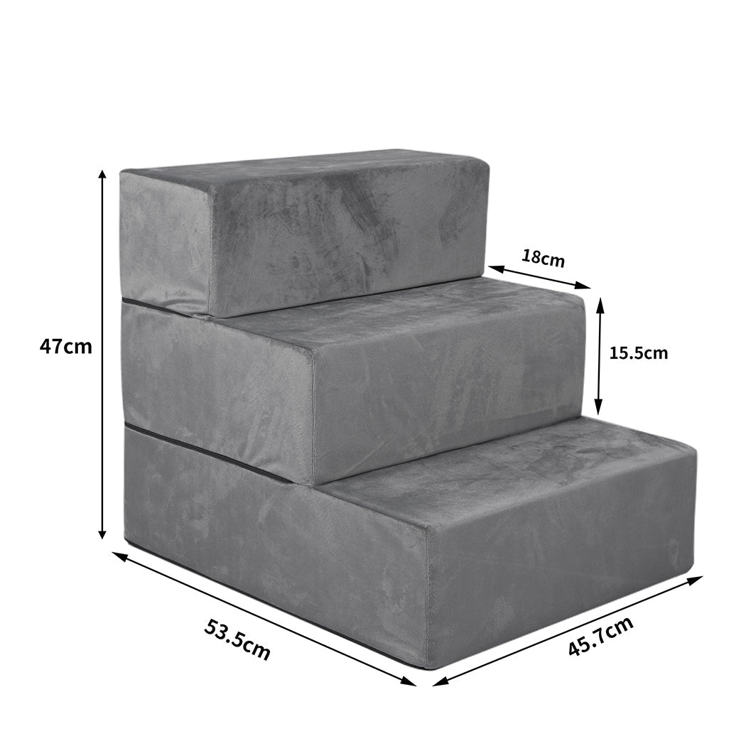 Portable Adjustable 3 - Step Medium Pet Stairs - Grey - Rivercity House & Home Co. (ABN 18 642 972 209) - Affordable Modern Furniture Australia