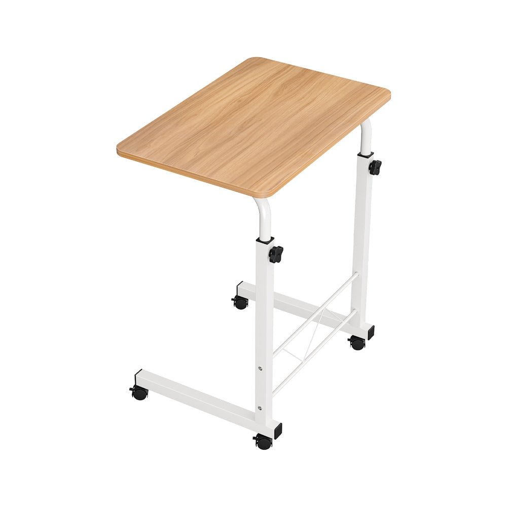 Portable Side Table Desk With Wheels (Light Wood) - Furniture - Rivercity House & Home Co. (ABN 18 642 972 209) - Affordable Modern Furniture Australia