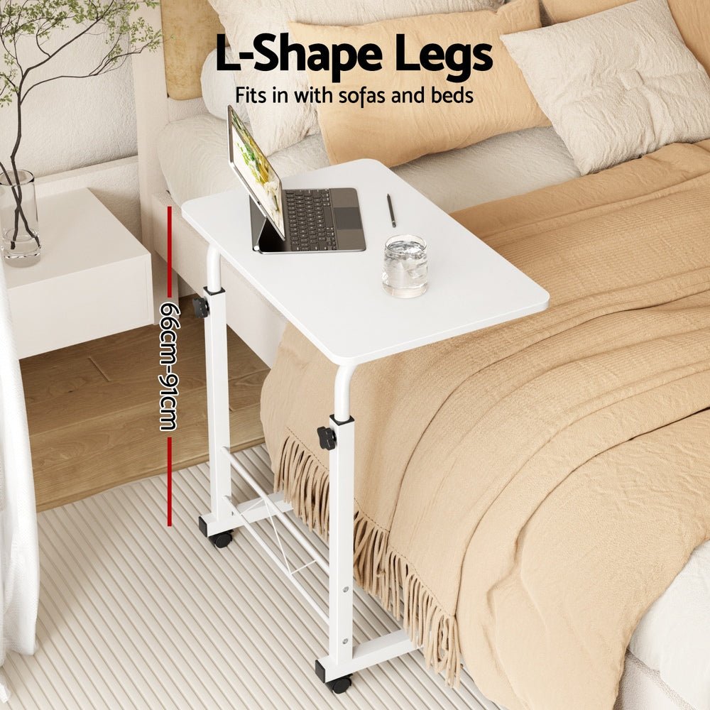 Portable Side Table Desk With Wheels (White) - Furniture - Rivercity ...