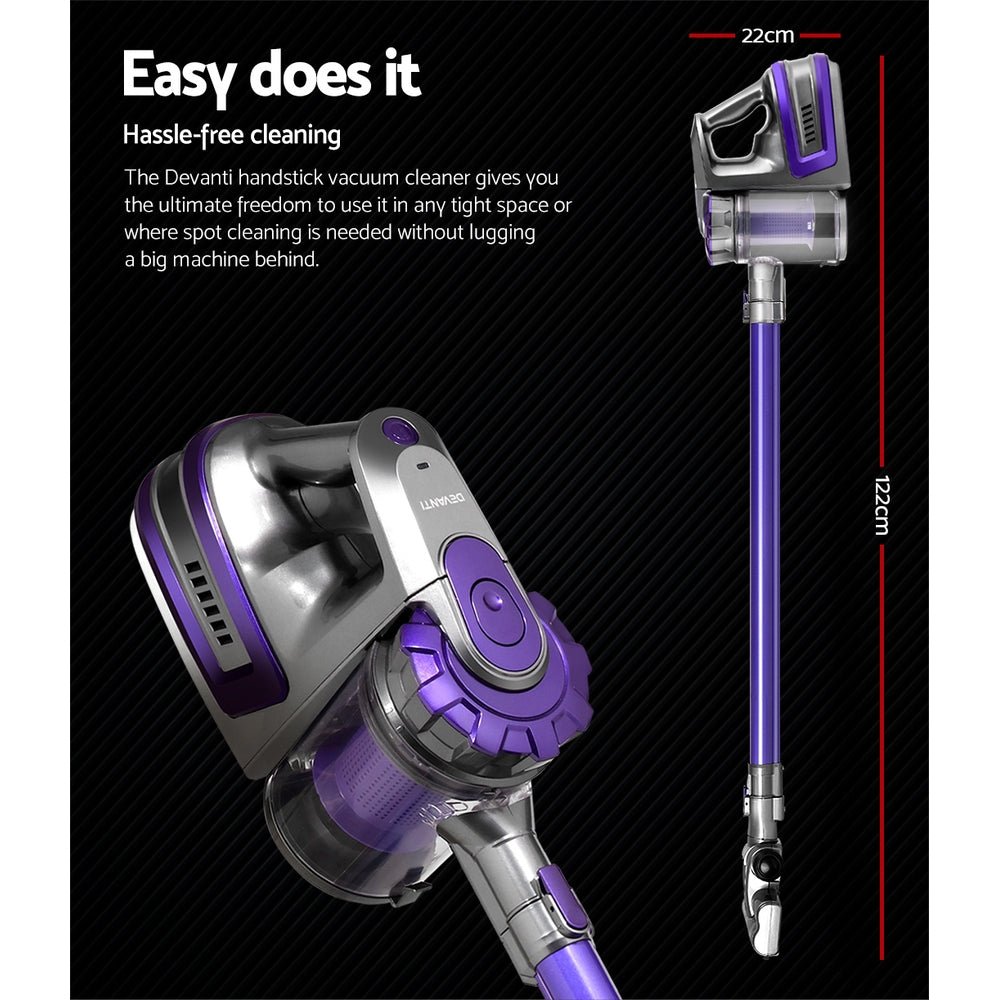 Premium 150 Cordless Handheld Stick Vacuum Cleaner 2 Speed Purple And Grey - Rivercity House & Home Co. (ABN 18 642 972 209) - Affordable Modern Furniture Australia
