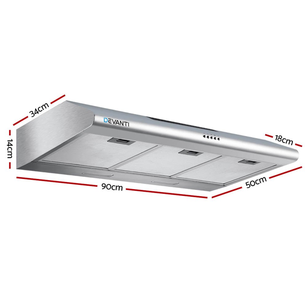 Premium Fixed Range Hood Rangehood Stainless Steel Kitchen Canopy 90cm 900mm - Rivercity House & Home Co. (ABN 18 642 972 209) - Affordable Modern Furniture Australia