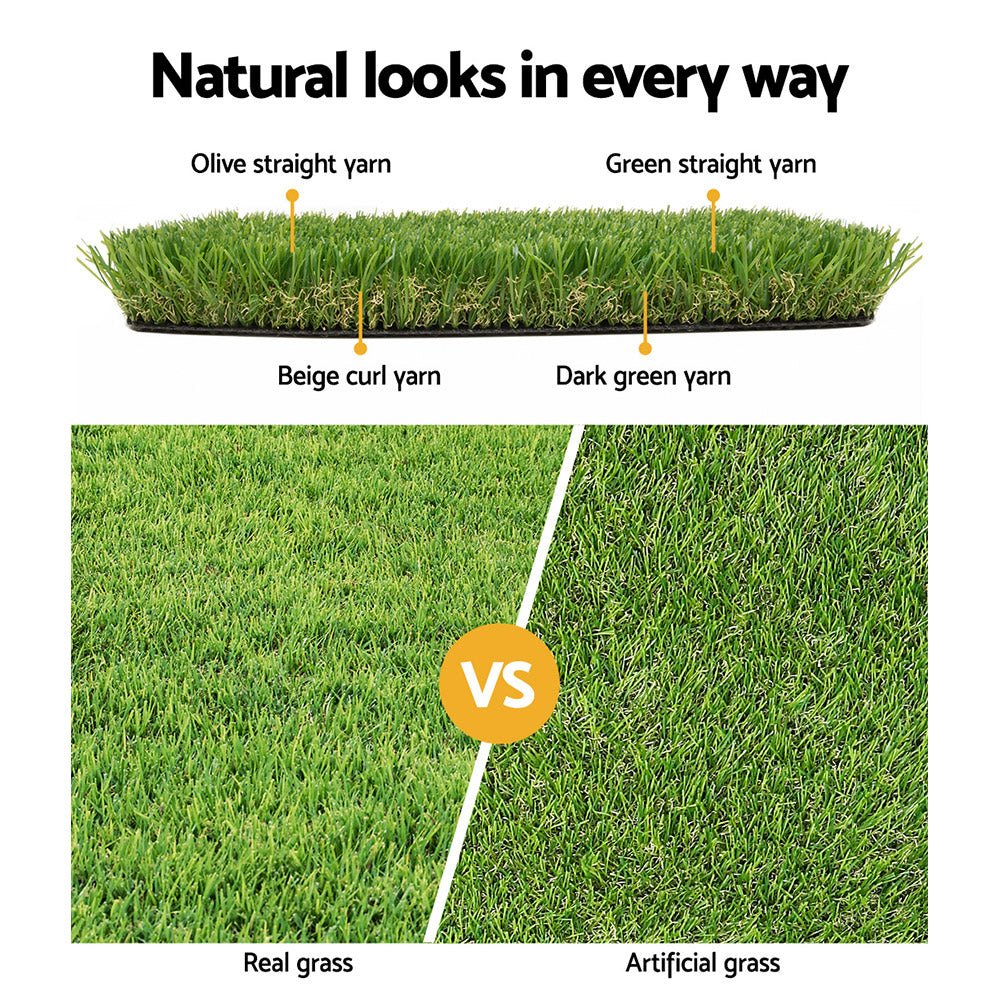 Primeturf Synthetic 40mm 1.9mx5m 9.5sqm Artificial Grass Fake Turf 4 - coloured Plants Plastic Lawn - Rivercity House & Home Co. (ABN 18 642 972 209) - Affordable Modern Furniture Australia