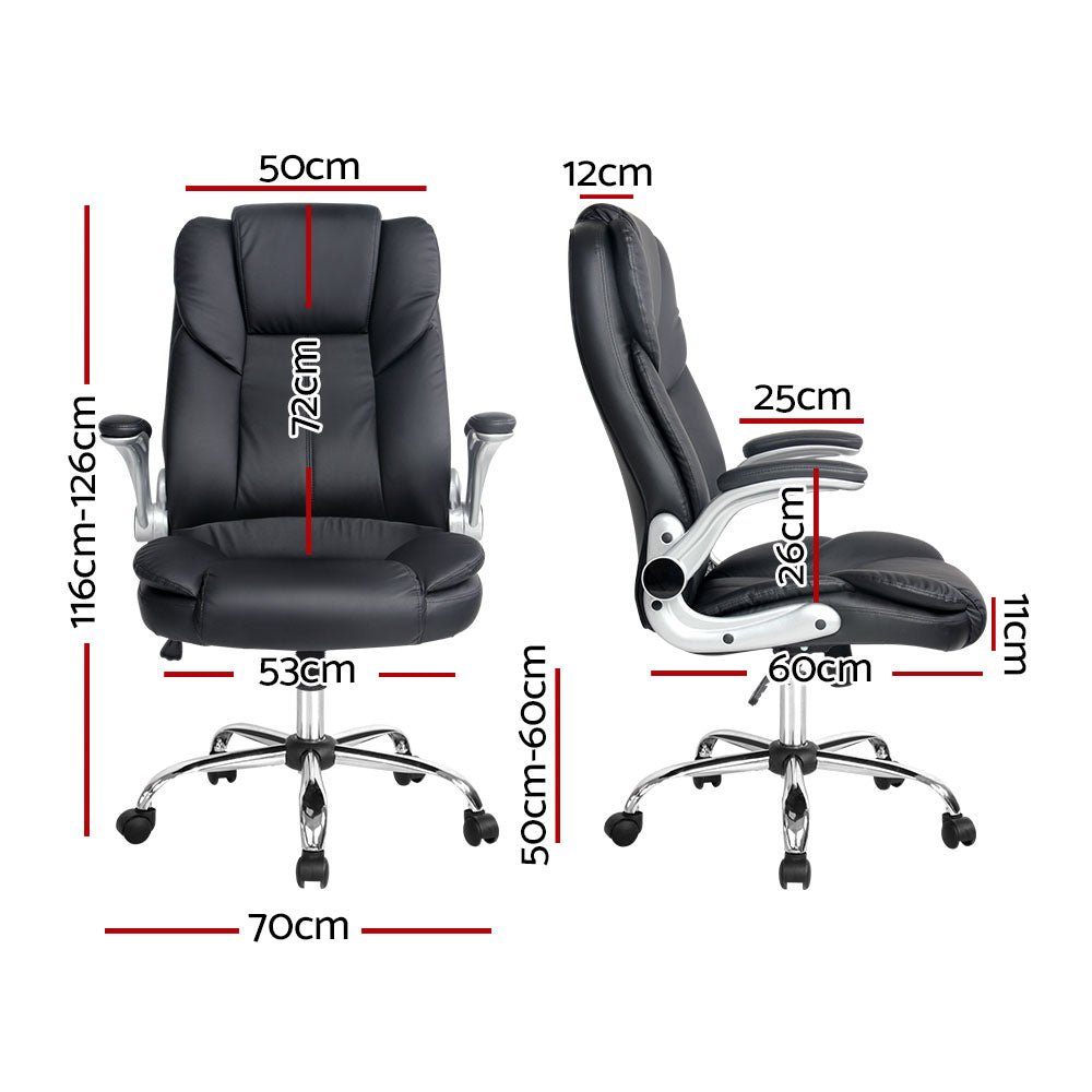 PU Leather Executive Office Desk Chair (Black) - Rivercity House & Home Co. (ABN 18 642 972 209) - Affordable Modern Furniture Australia