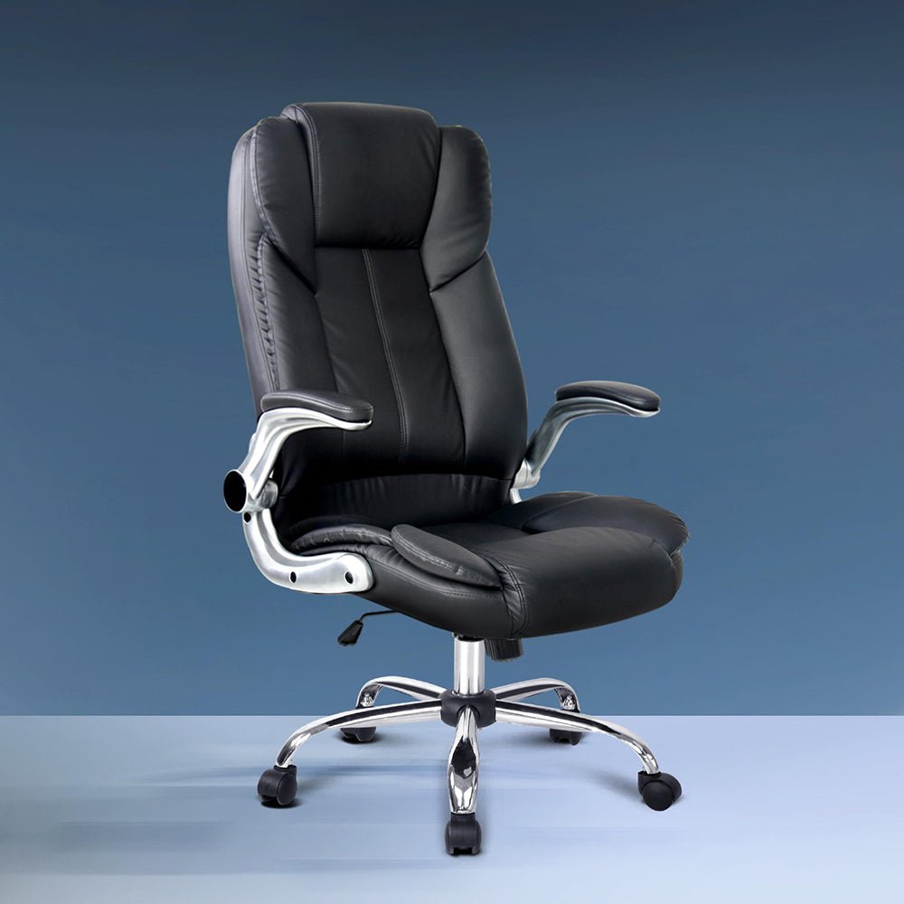 PU Leather Executive Office Desk Chair (Black) - Rivercity House & Home Co. (ABN 18 642 972 209) - Affordable Modern Furniture Australia