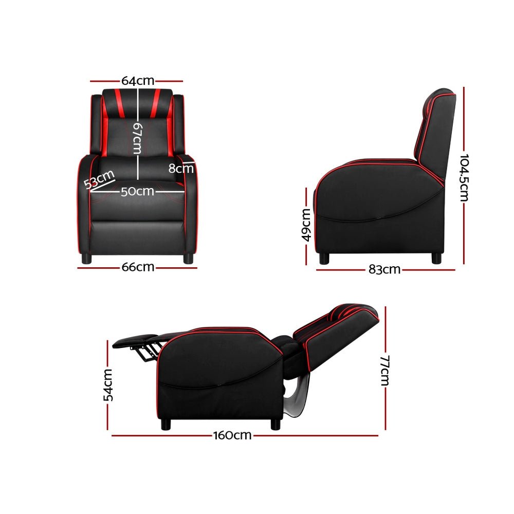 Recliner Chair Gaming Chair Leather Black Serik - Furniture > Bar Stools & Chairs > Gaming Chairs - Rivercity House & Home Co. (ABN 18 642 972 209) - Affordable Modern Furniture Australia