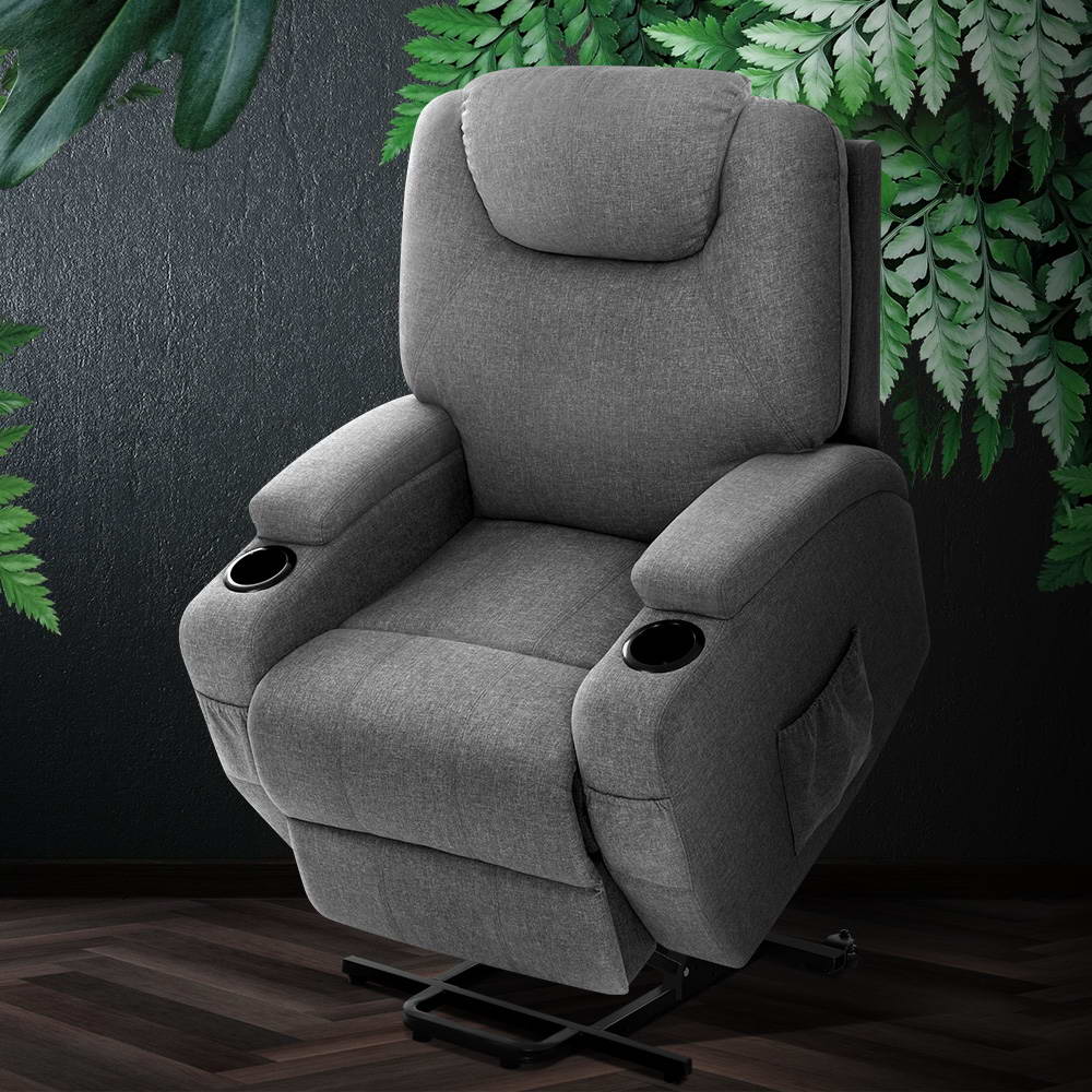Recliner Chair Lift Assist Heated Massage Chair Velvet Milio - Furniture > Bar Stools & Chairs > Massage Chairs - Rivercity House & Home Co. (ABN 18 642 972 209) - Affordable Modern Furniture Australia