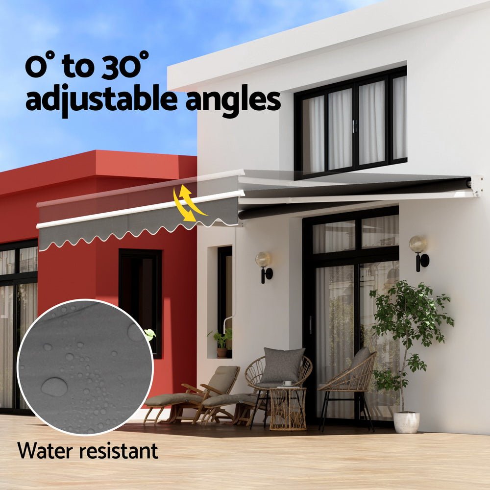 Retractable Folding Arm Awning Motorised Sunshade 4.5Mx2.5M Grey - Home & Garden > Shading - Rivercity House & Home Co. (ABN 18 642 972 209) - Affordable Modern Furniture Australia