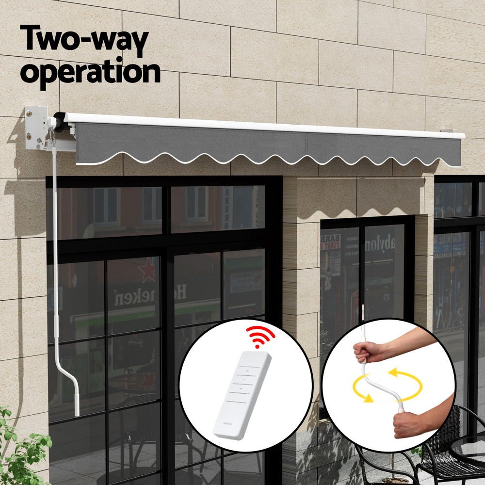 Retractable Folding Arm Awning Motorised Sunshade 4.5Mx2.5M Grey - Home & Garden > Shading - Rivercity House & Home Co. (ABN 18 642 972 209) - Affordable Modern Furniture Australia