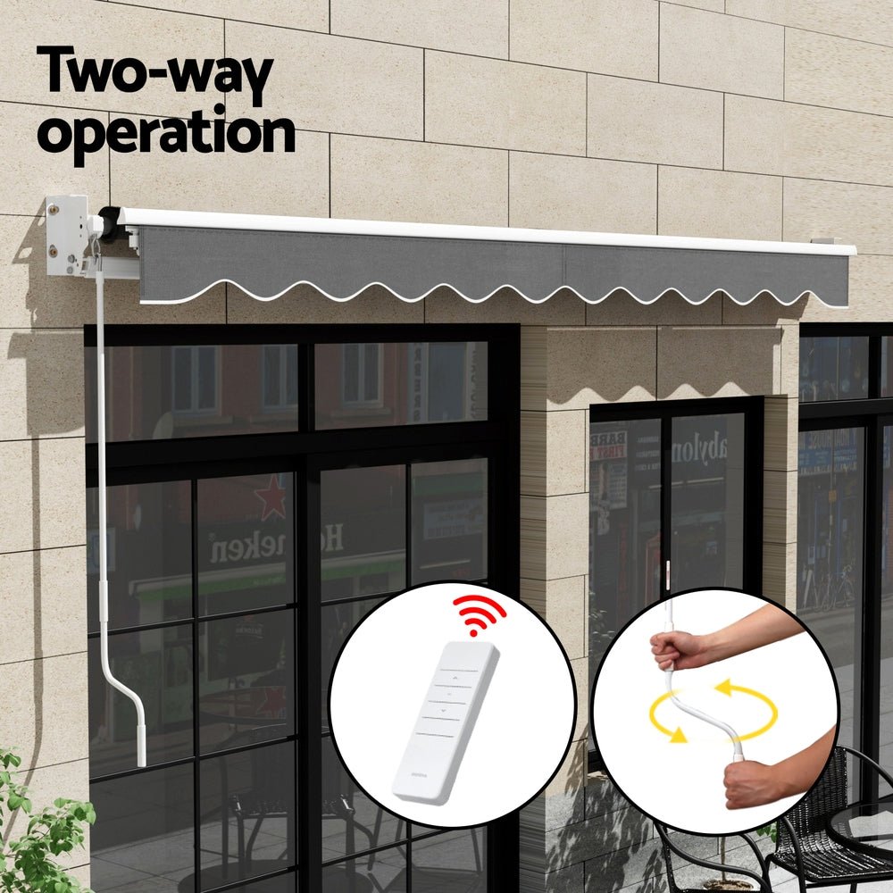 Retractable Folding Arm Awning Motorised Sunshade 4.5Mx3M Grey - Home & Garden > Shading - Rivercity House & Home Co. (ABN 18 642 972 209) - Affordable Modern Furniture Australia