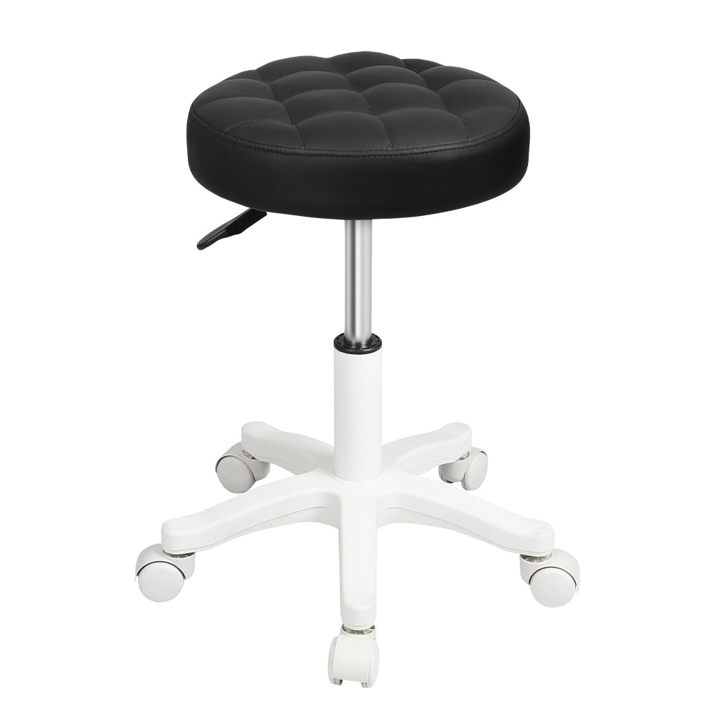 Rolling Bar Stool with PU Leather Seat and Casters - Black - Rivercity House & Home Co. (ABN 18 642 972 209) - Affordable Modern Furniture Australia