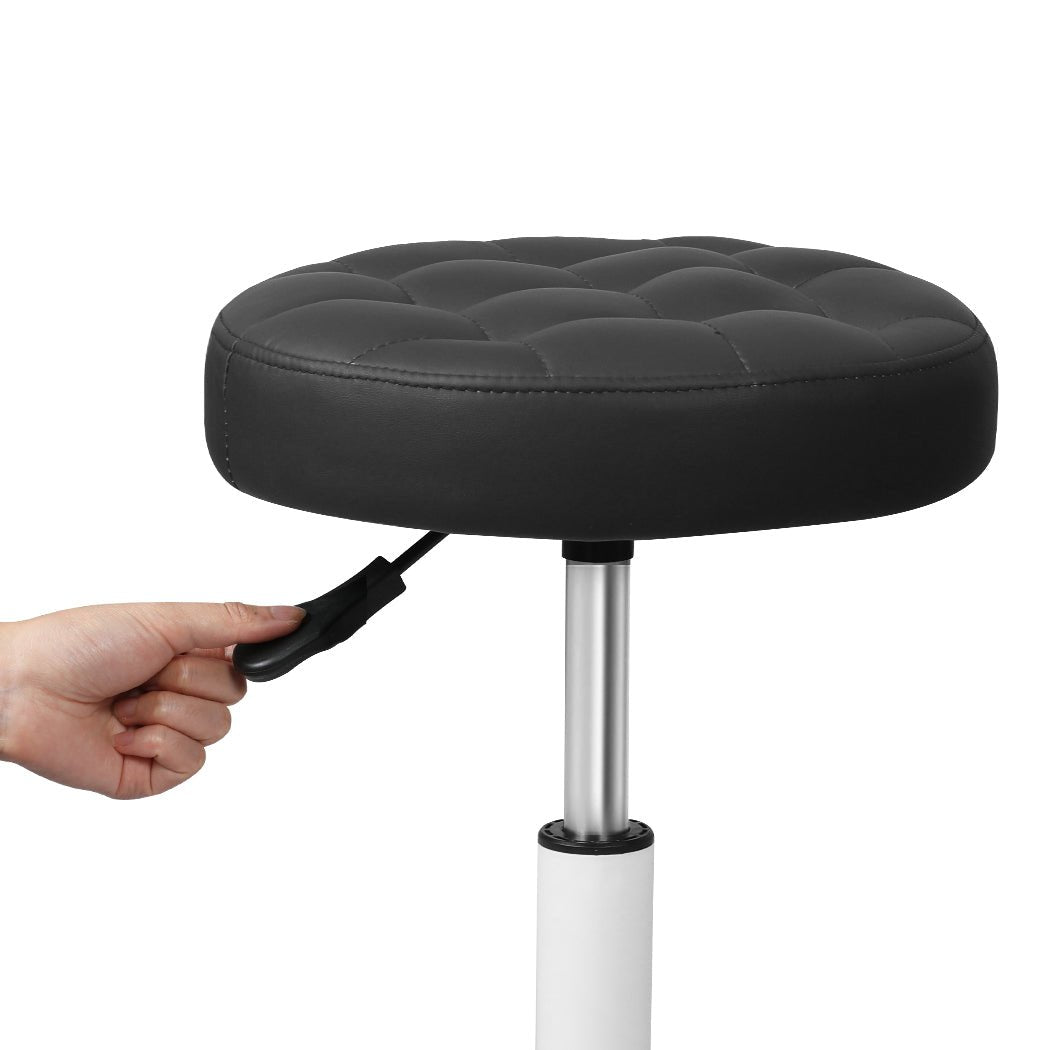 Rolling Bar Stool with PU Leather Seat and Casters - Black - Rivercity House & Home Co. (ABN 18 642 972 209) - Affordable Modern Furniture Australia