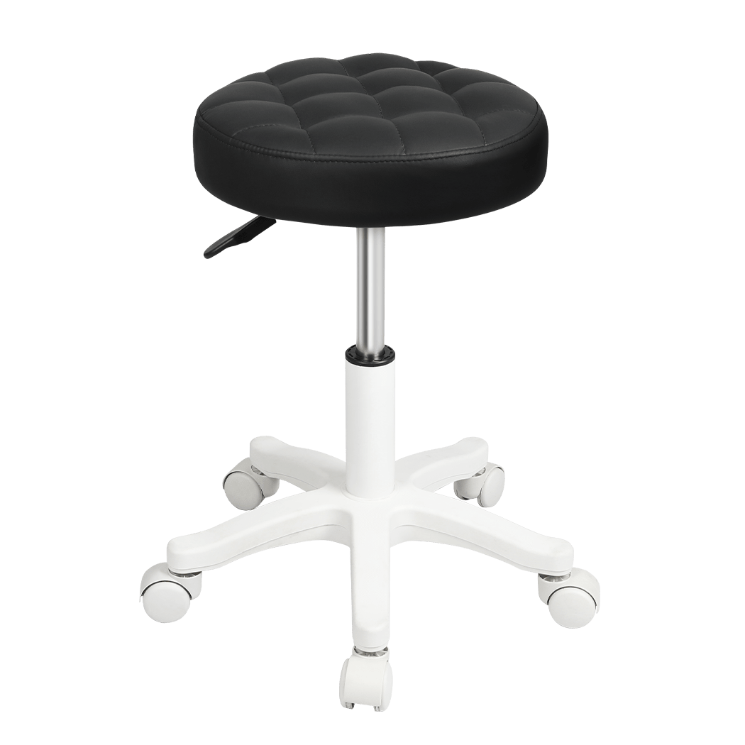 Rolling Bar Stool with PU Leather Seat and Casters - Black - Rivercity House & Home Co. (ABN 18 642 972 209) - Affordable Modern Furniture Australia