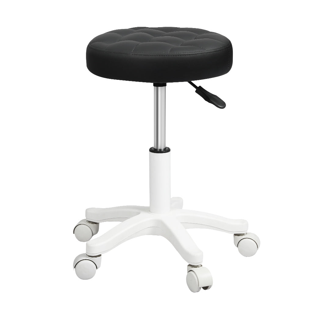 Rolling Bar Stool with PU Leather Seat and Casters - Black - Rivercity House & Home Co. (ABN 18 642 972 209) - Affordable Modern Furniture Australia