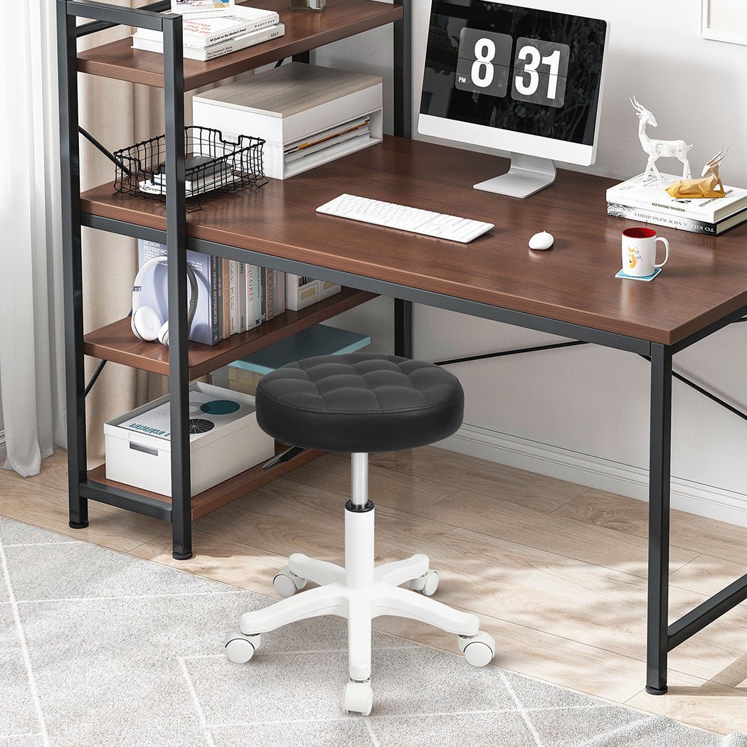 Rolling Bar Stool with PU Leather Seat and Casters - Black - Rivercity House & Home Co. (ABN 18 642 972 209) - Affordable Modern Furniture Australia