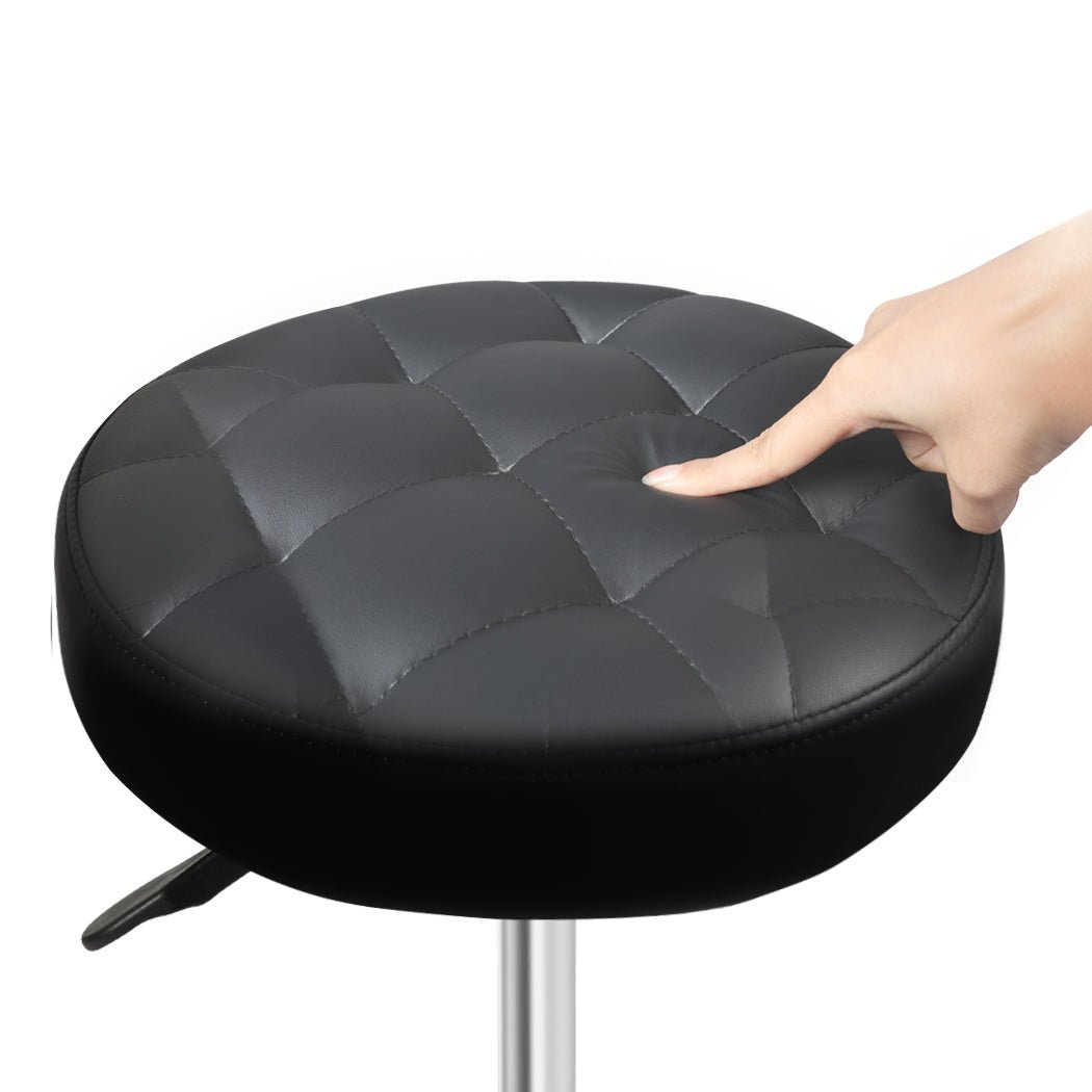 Rolling Bar Stool with PU Leather Seat and Casters - Black - Rivercity House & Home Co. (ABN 18 642 972 209) - Affordable Modern Furniture Australia