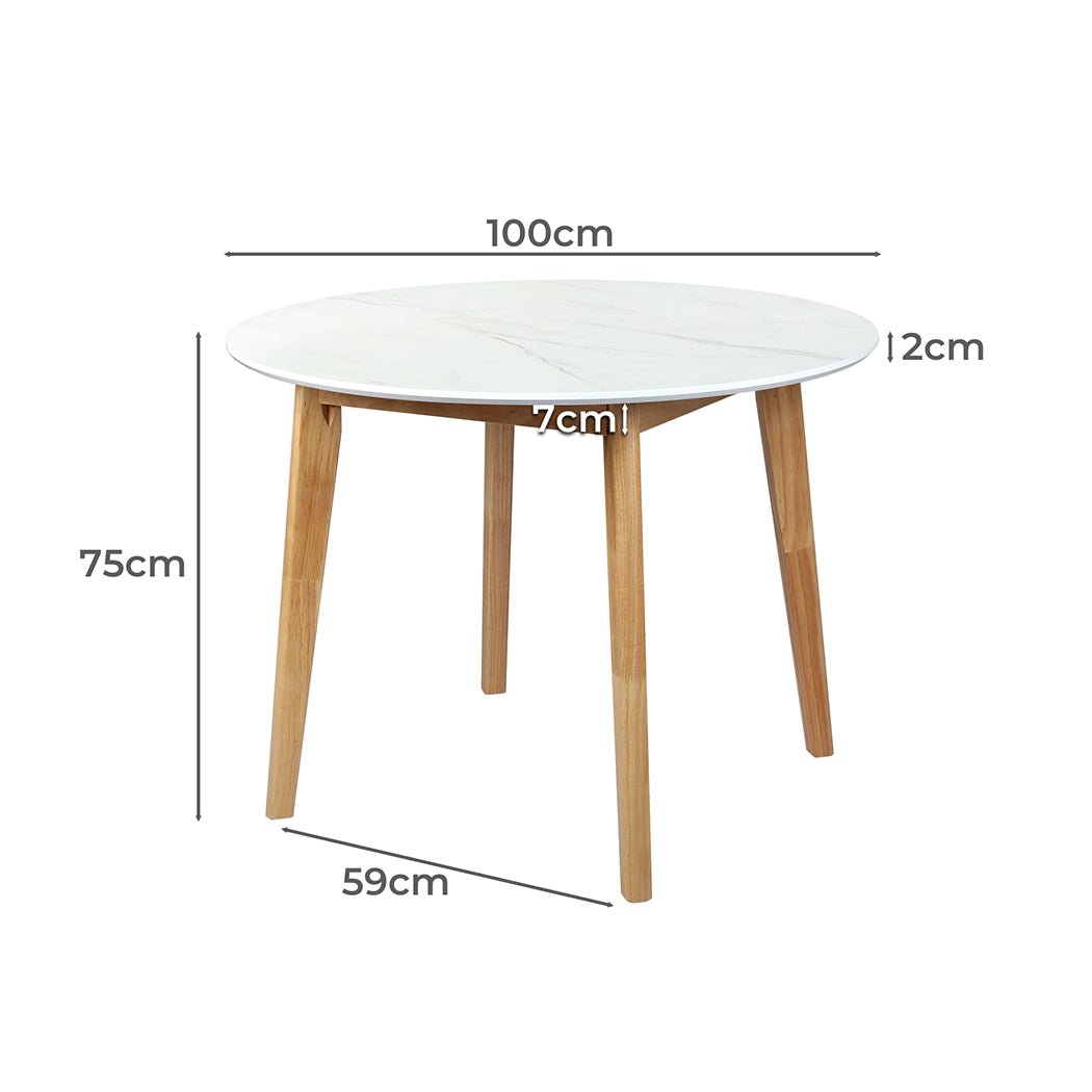 Round 100cm Dining Table with Rubberwood Base - White - Rivercity House & Home Co. (ABN 18 642 972 209) - Affordable Modern Furniture Australia