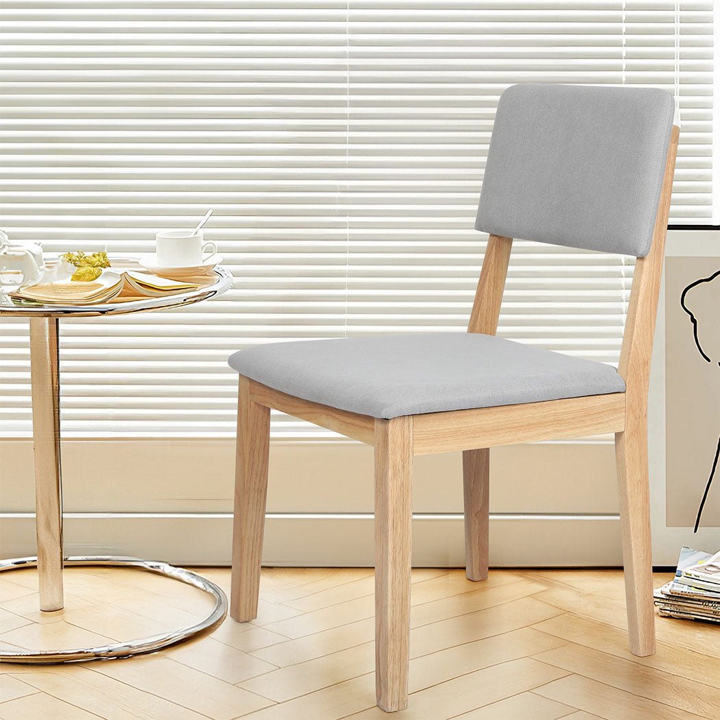 Set of 2 Armless Upholstered Dining Chairs with Open Back - Natural Grey - Rivercity House & Home Co. (ABN 18 642 972 209) - Affordable Modern Furniture Australia