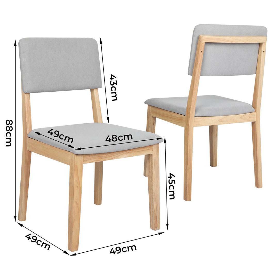 Set of 2 Armless Upholstered Dining Chairs with Open Back - Natural Grey - Rivercity House & Home Co. (ABN 18 642 972 209) - Affordable Modern Furniture Australia