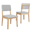 Set of 2 Armless Upholstered Dining Chairs with Open Back - Natural Grey