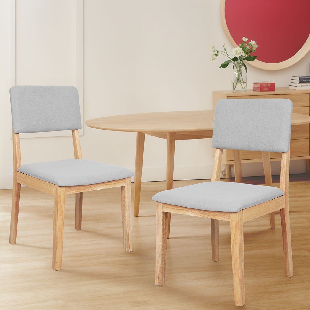Set of 2 Armless Upholstered Dining Chairs with Open Back - Natural Grey - Rivercity House & Home Co. (ABN 18 642 972 209) - Affordable Modern Furniture Australia