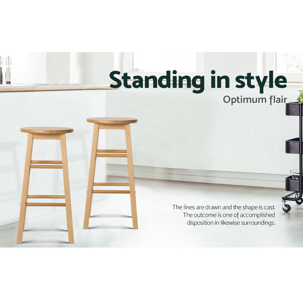 Set of 2 Beech Wood Backless Bar Stools - Natural - Rivercity House & Home Co. (ABN 18 642 972 209) - Affordable Modern Furniture Australia