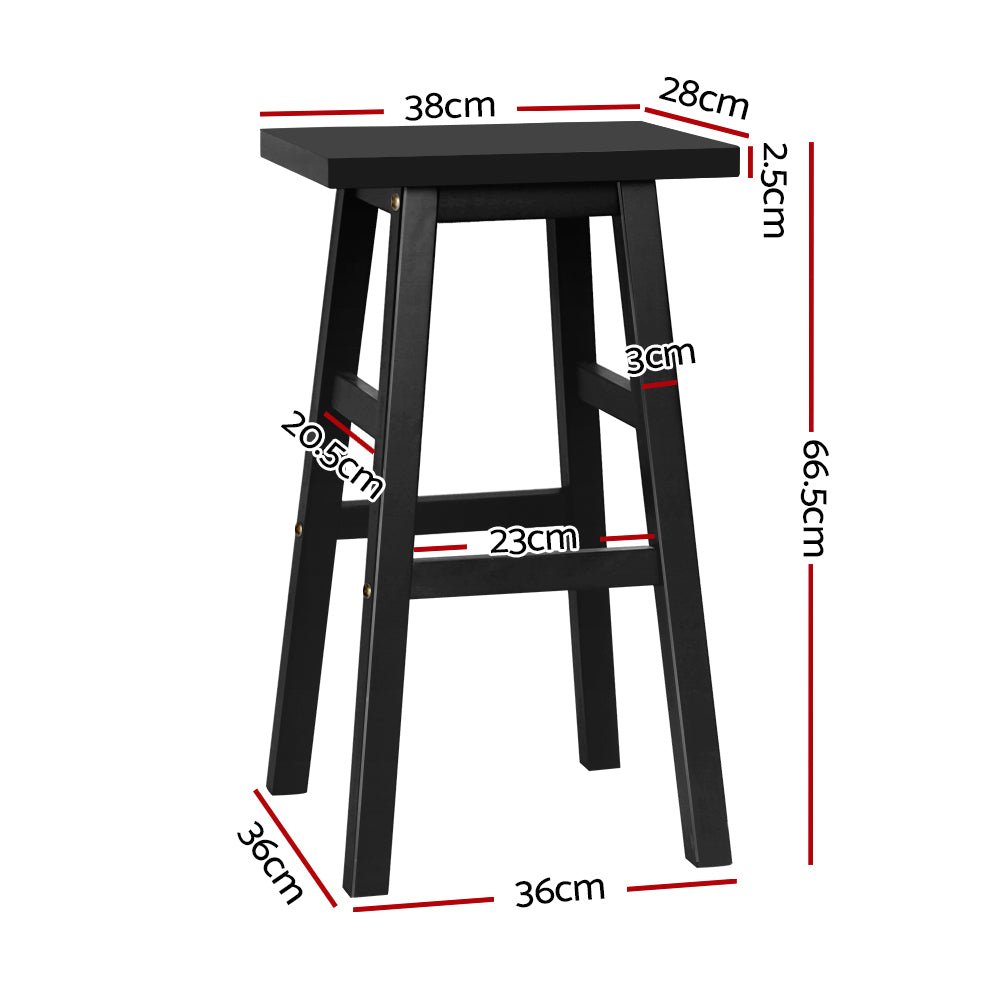 Set of 2 Beech Wood Bar Stools - Black - Rivercity House & Home Co. (ABN 18 642 972 209) - Affordable Modern Furniture Australia