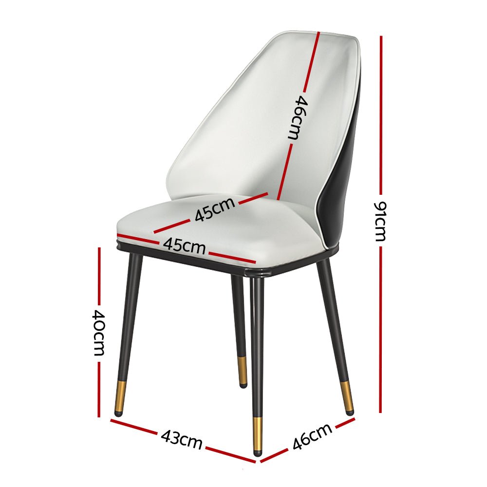 Set of 2 Contoured Backrest Dining Chairs - Beige and Black - Furniture > Dining - Rivercity House & Home Co. (ABN 18 642 972 209) - Affordable Modern Furniture Australia