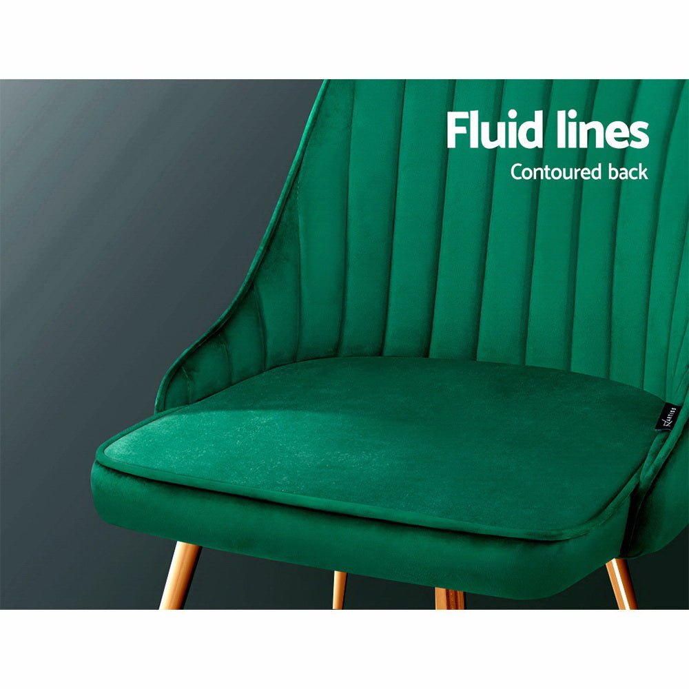 Set of 2 Dining Chairs Retro Chair Cafe Kitchen Modern Metal Legs Velvet Green - Rivercity House & Home Co. (ABN 18 642 972 209) - Affordable Modern Furniture Australia