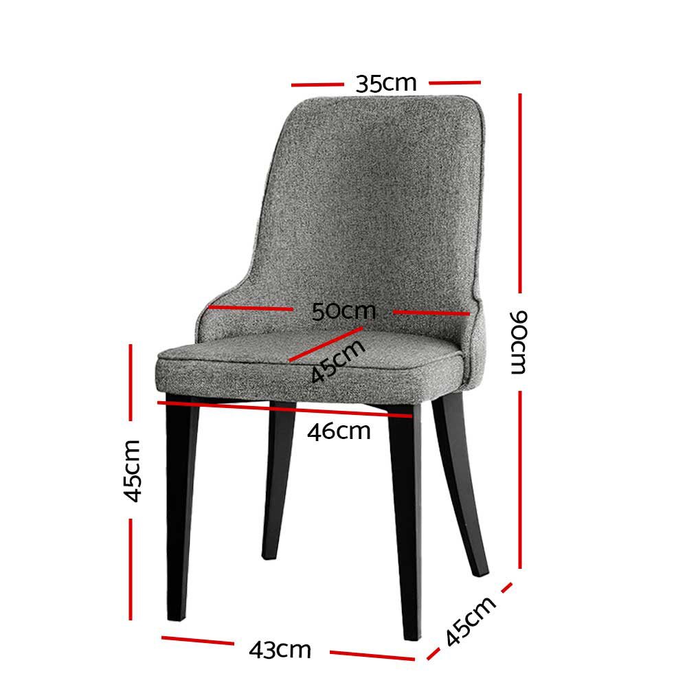 Set of 2 Fabric Dining Chairs - Grey - Rivercity House & Home Co. (ABN 18 642 972 209) - Affordable Modern Furniture Australia