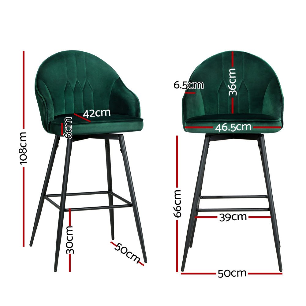 Set of 2 Melissa Swivel Bar Stools - Green - Furniture > Bar Stools & Chairs - Rivercity House & Home Co. (ABN 18 642 972 209) - Affordable Modern Furniture Australia